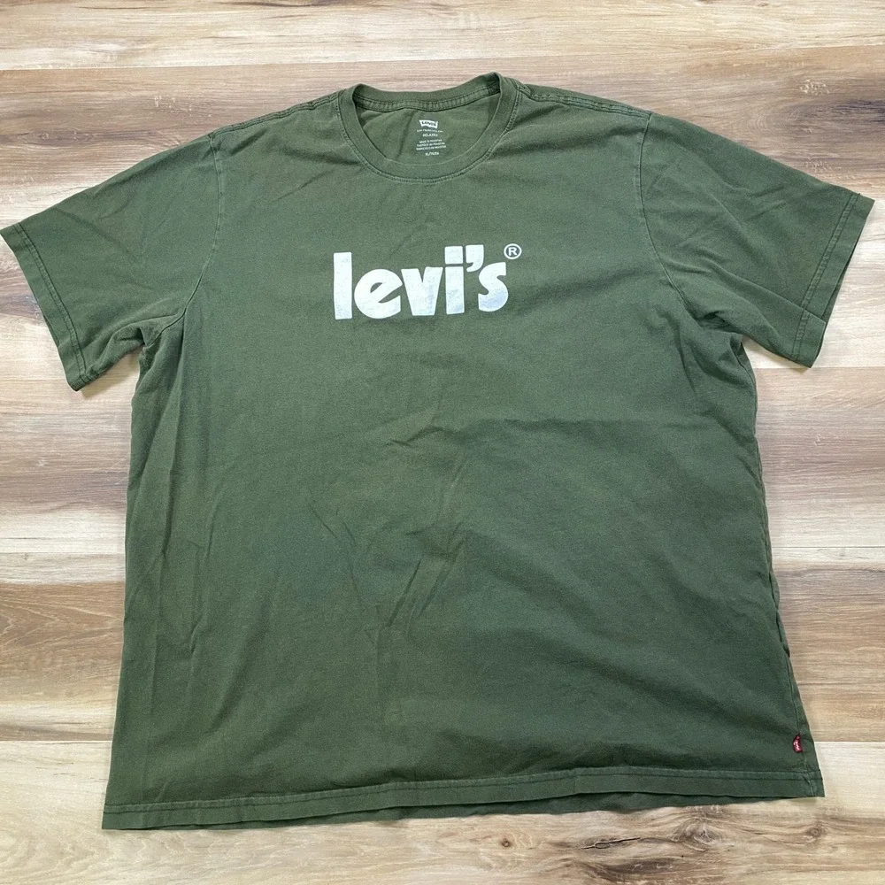 Levi's Graphic T-Shirt Men XL Heritage Cotton Relaxed Fit Olive Green Streetwear
